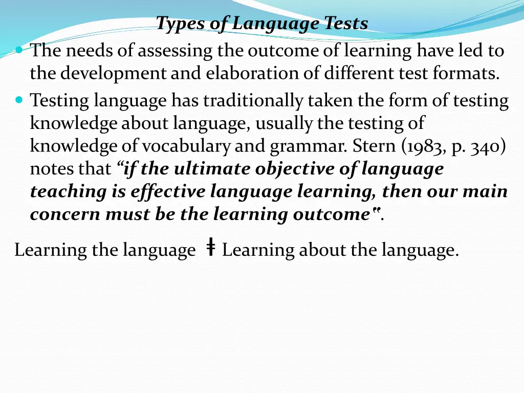 types of language tests