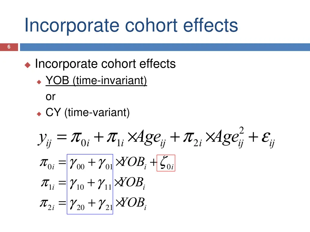 incorporate cohort effects