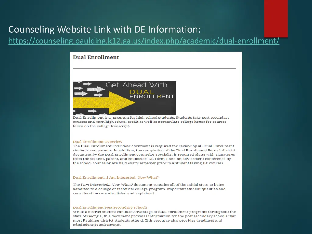 counseling website link with de information https