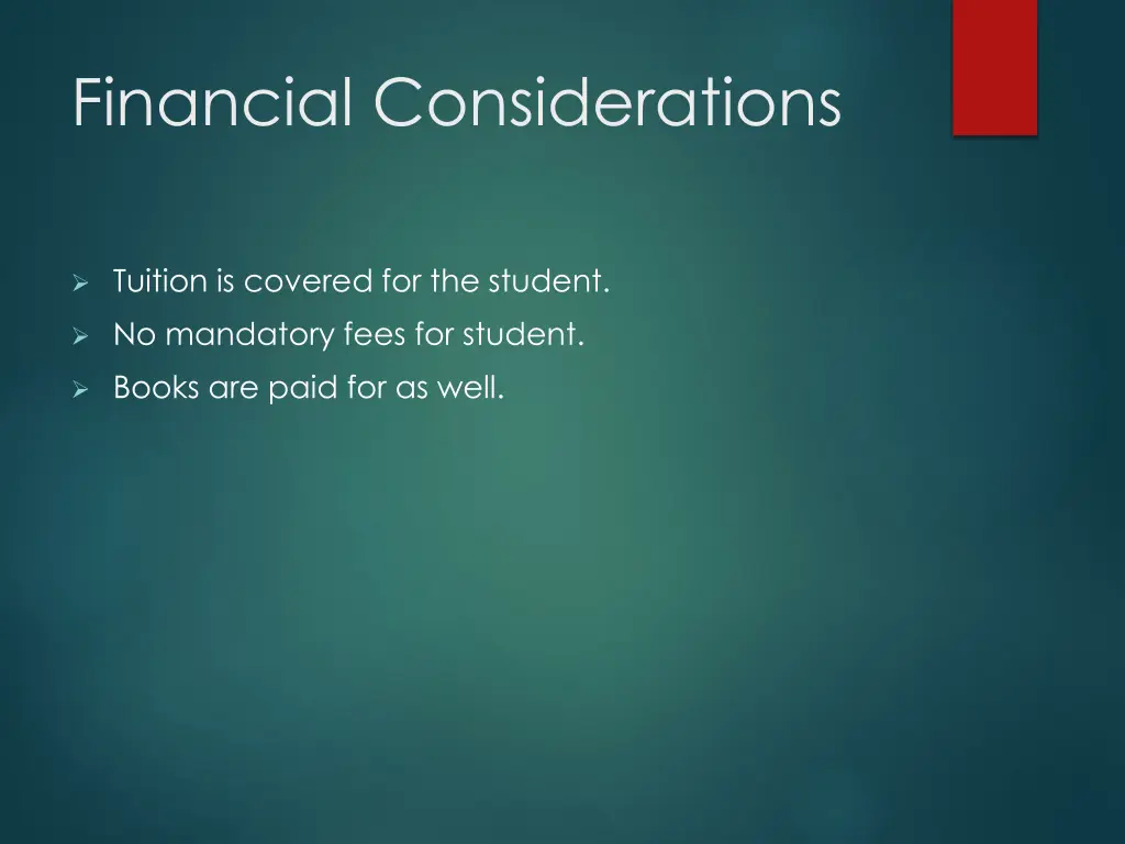 financial considerations