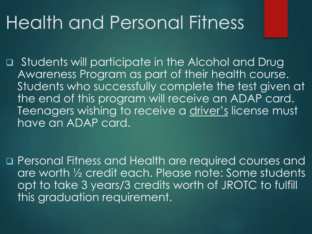 health and personal fitness