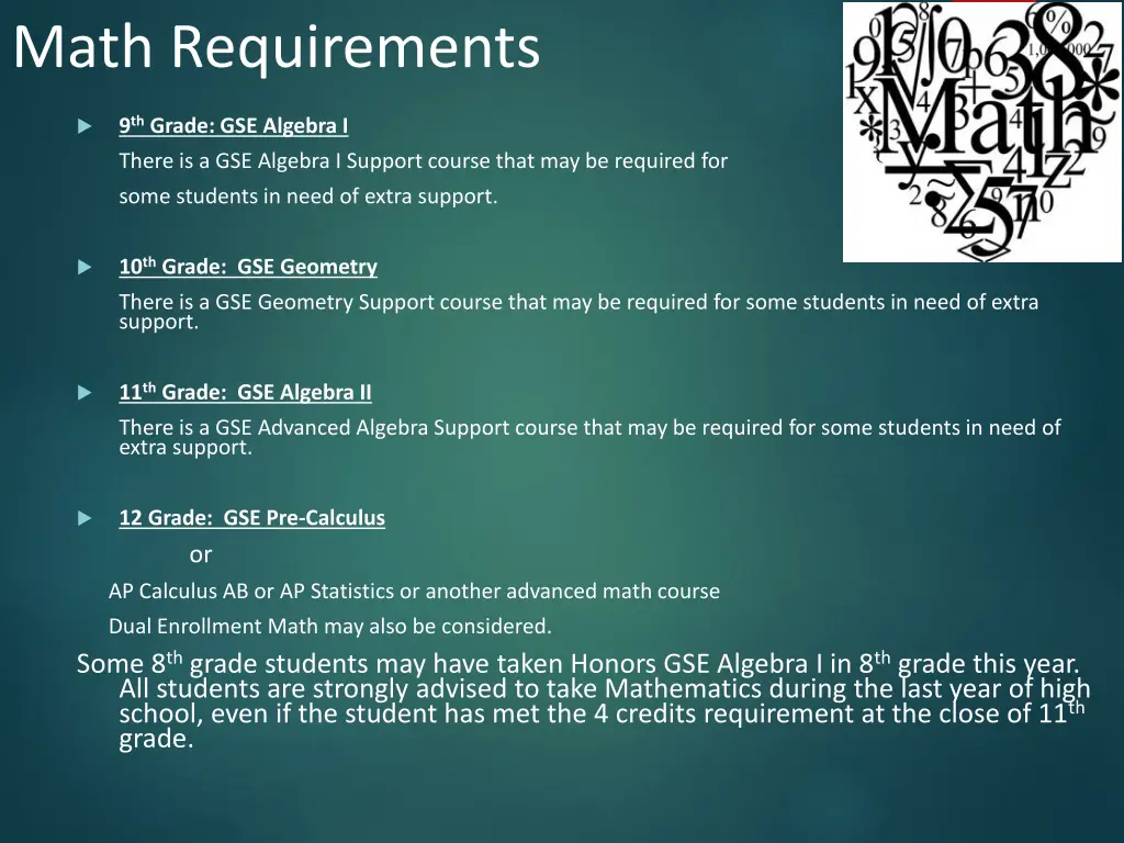 math requirements