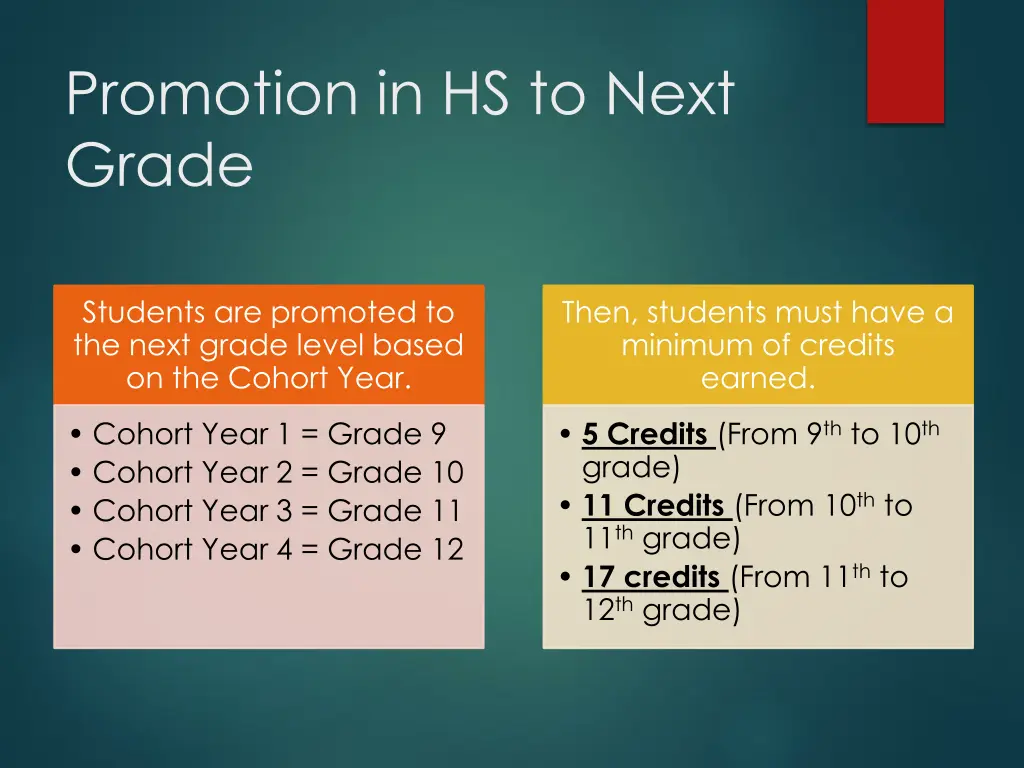 promotion in hs to next grade