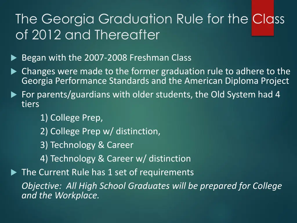 the georgia graduation rule for the class of 2012
