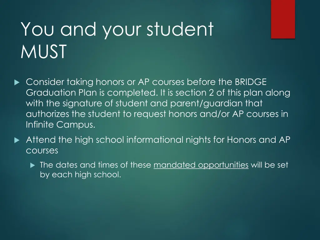 you and your student must