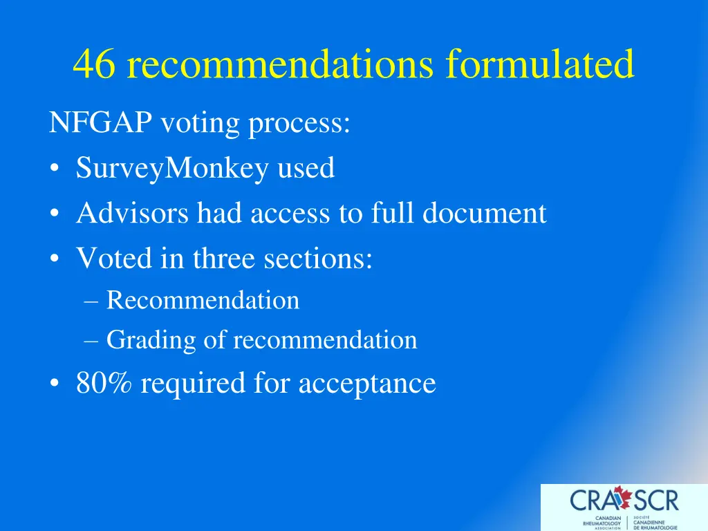 46 recommendations formulated