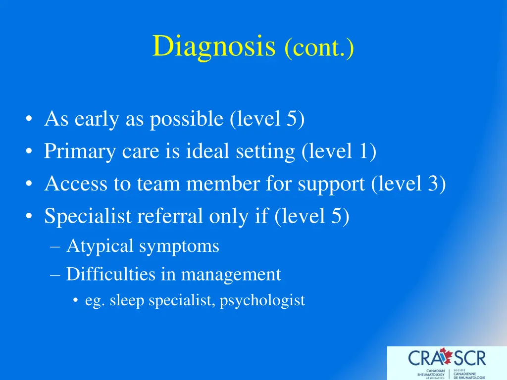 diagnosis cont