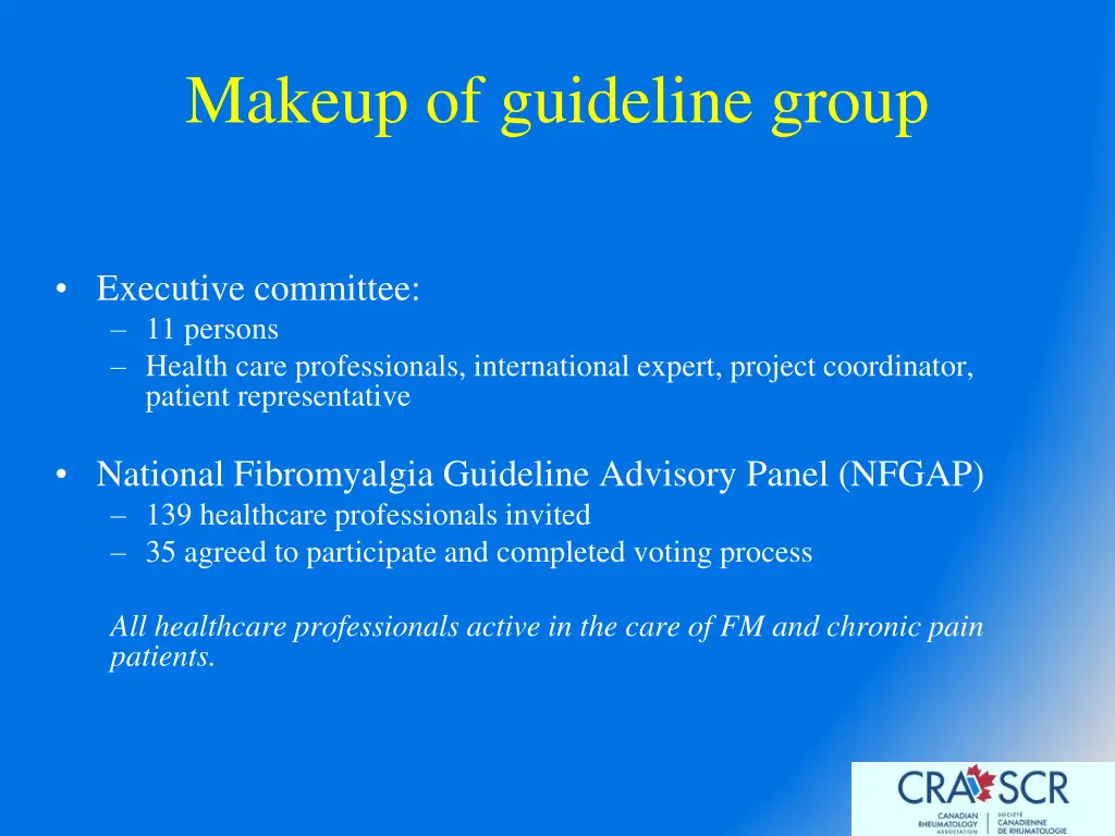 makeup of guideline group