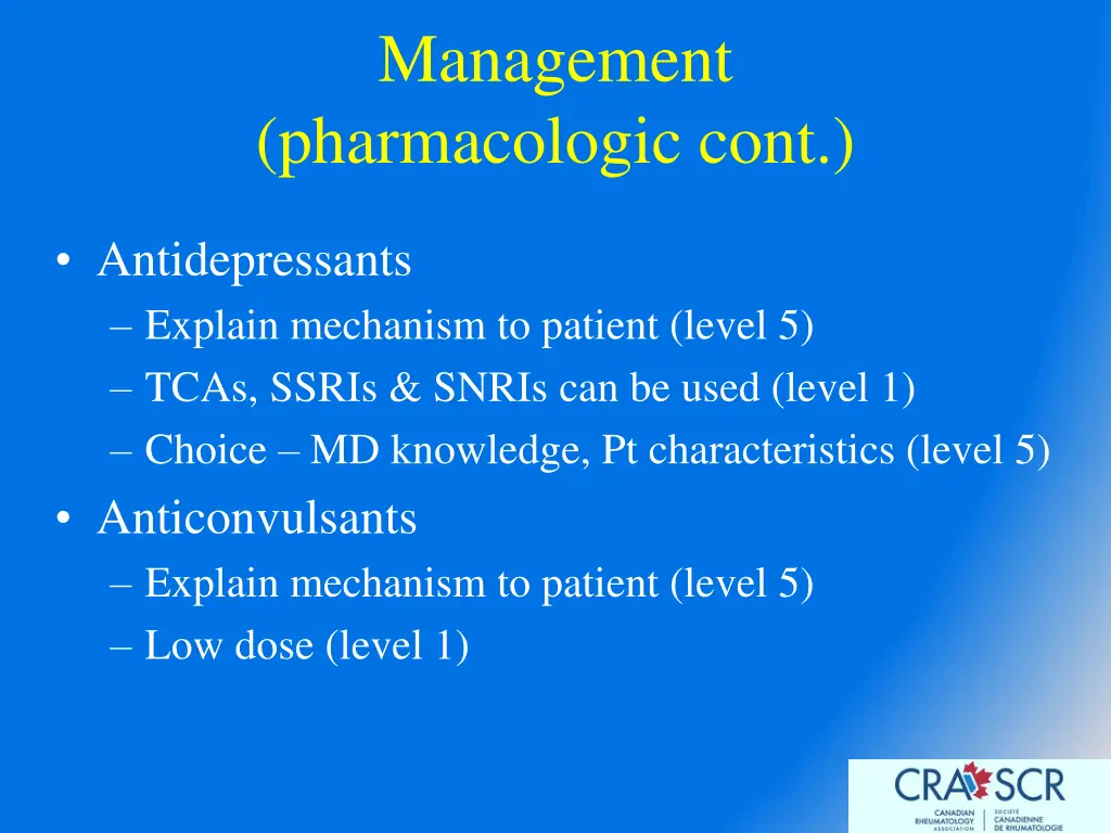 management pharmacologic cont 1
