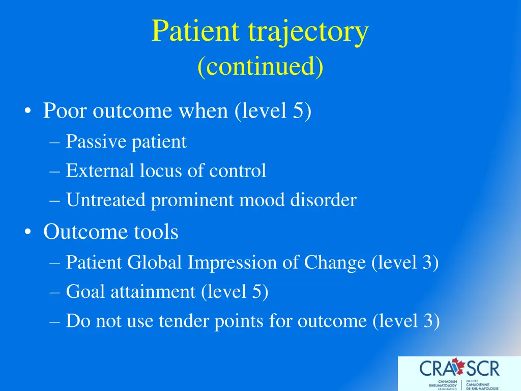 patient trajectory continued