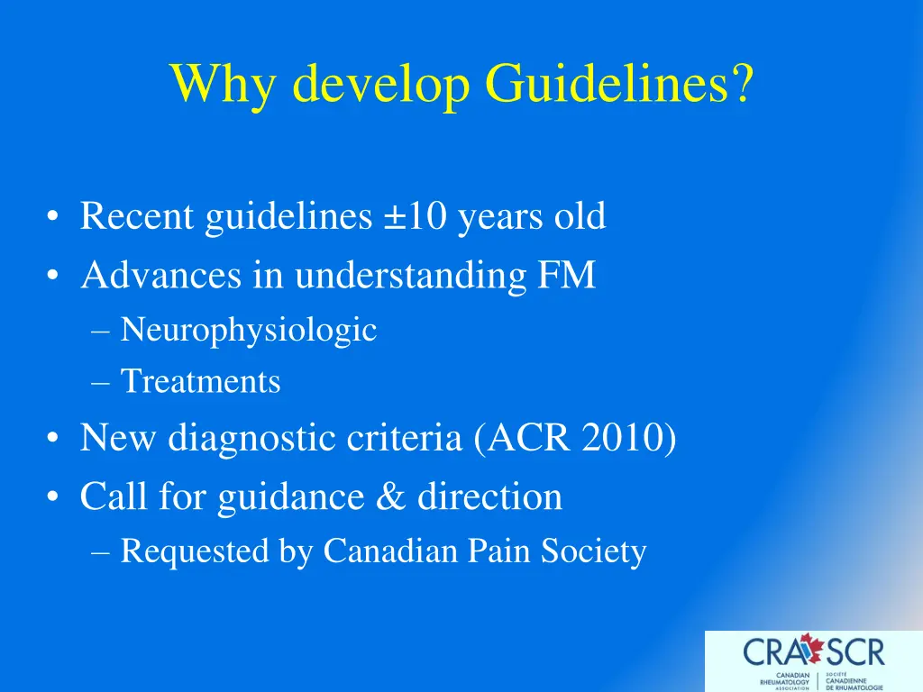 why develop guidelines