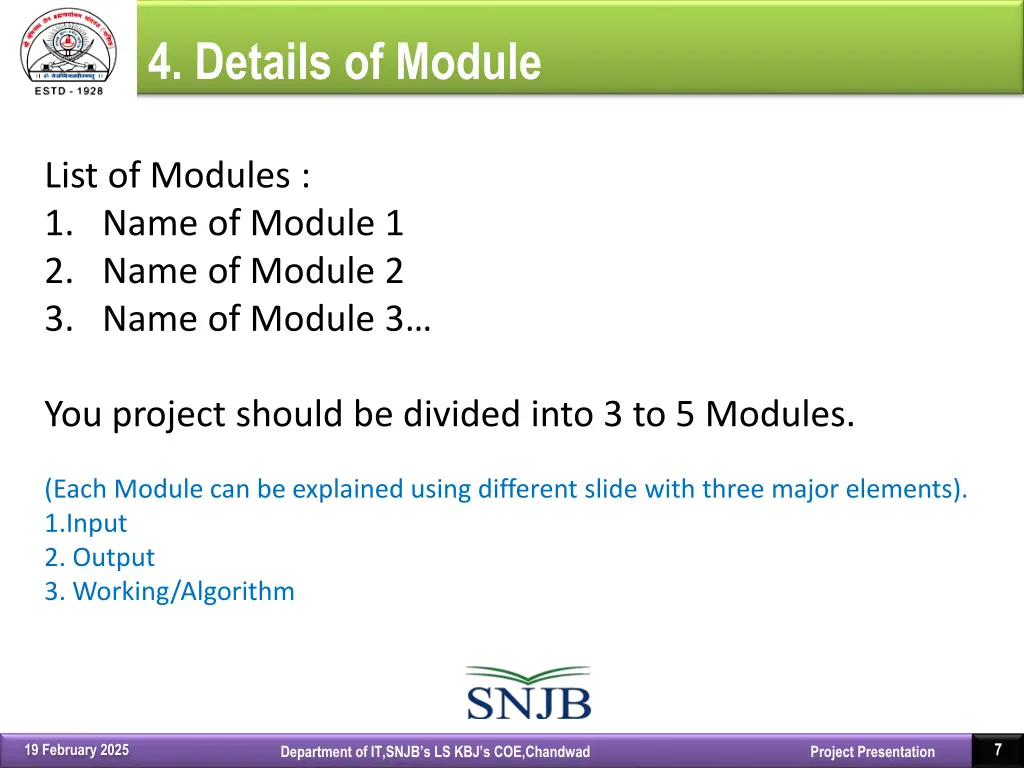4 details of module