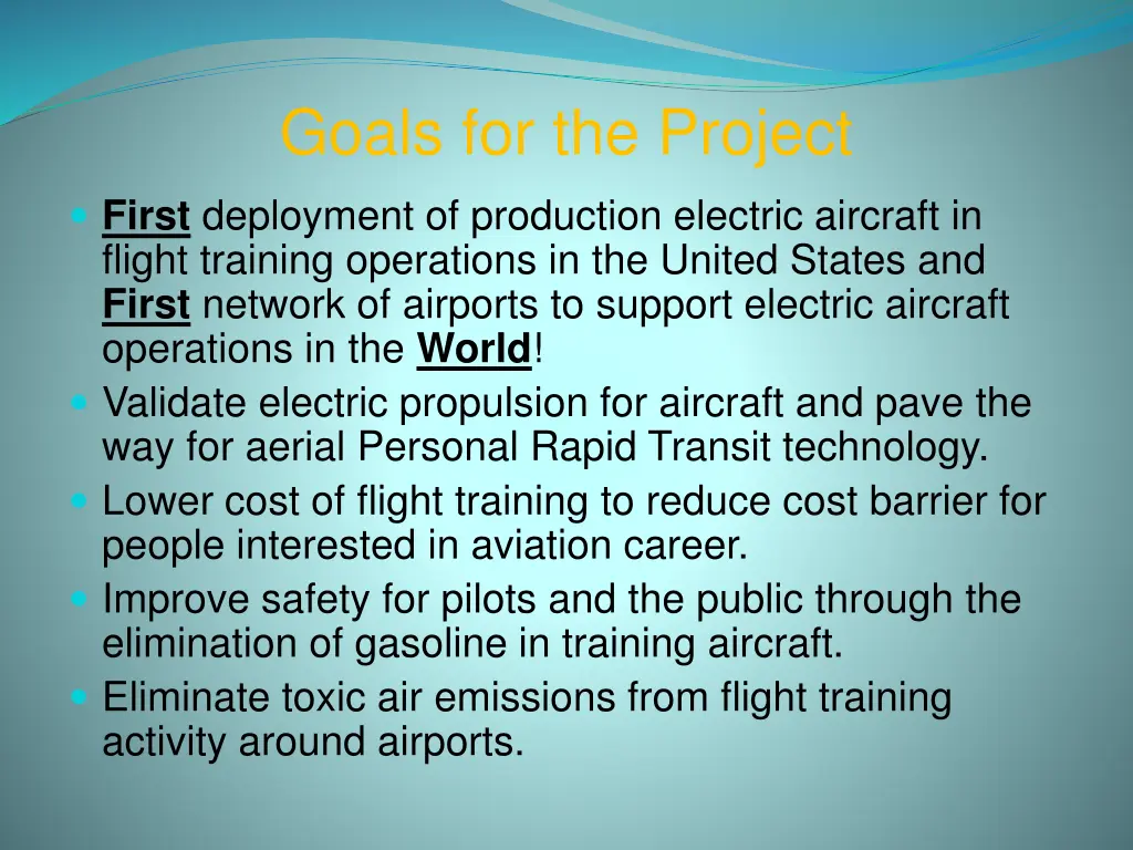goals for the project