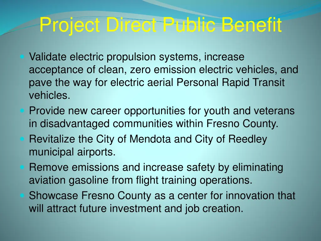 project direct public benefit