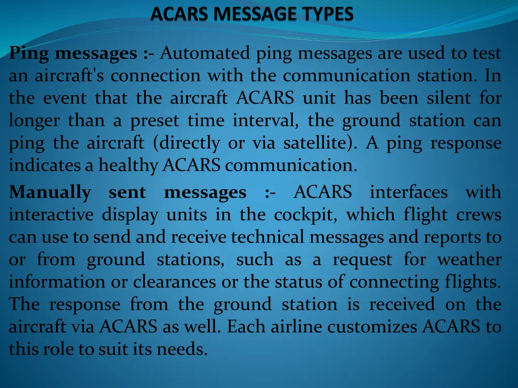 ping messages automated ping messages are used