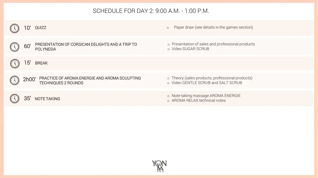 schedule for day 2 9 00 a m 1 00 p m