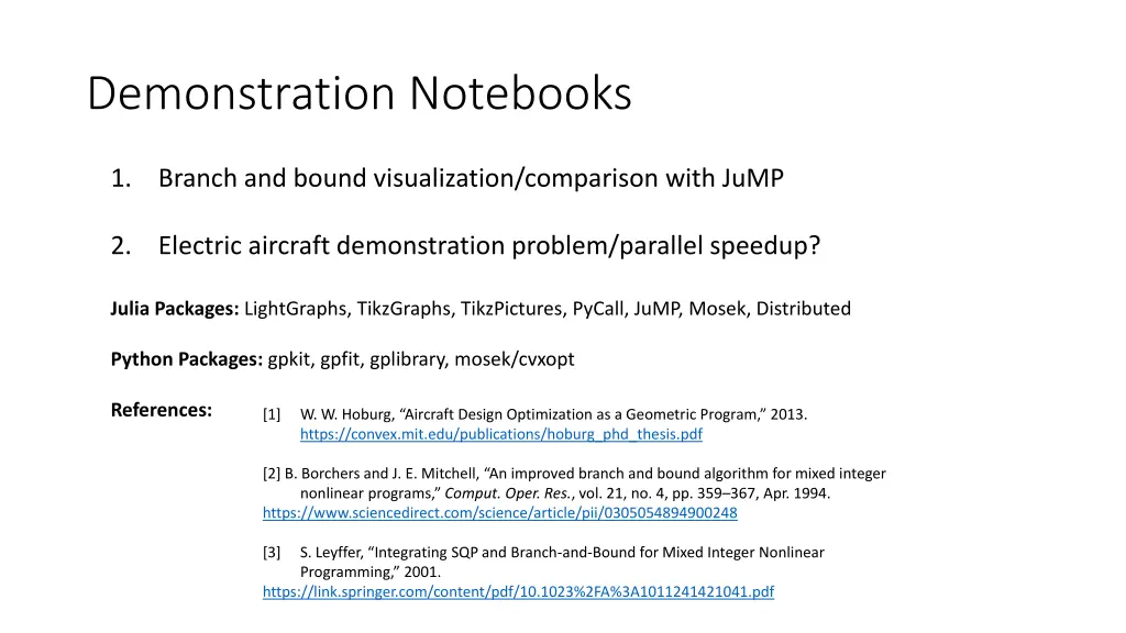 demonstration notebooks