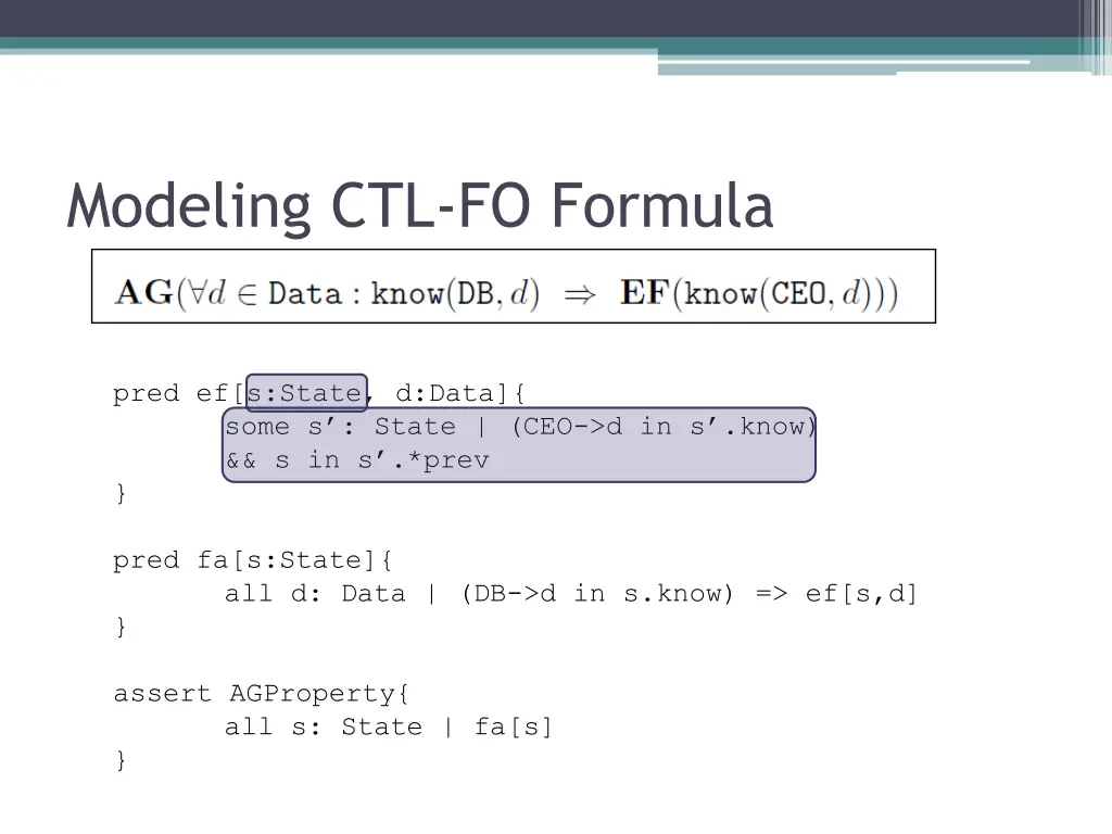 modeling ctl fo formula