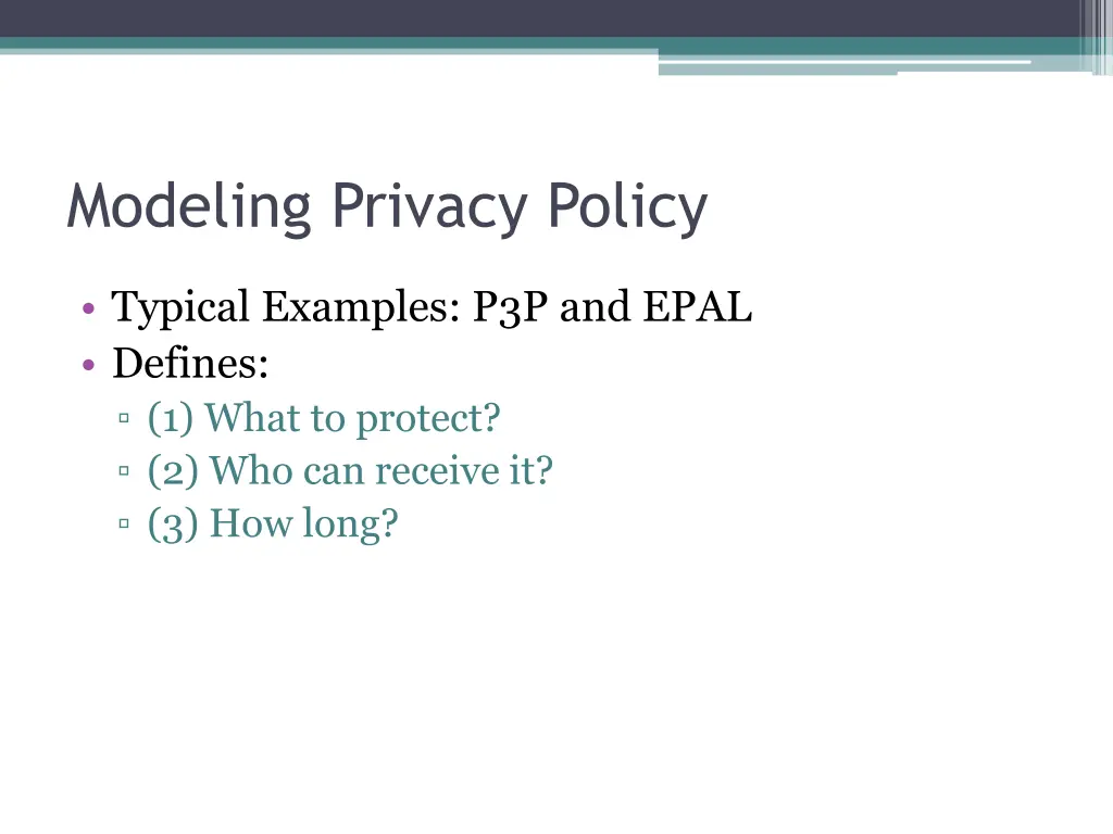 modeling privacy policy