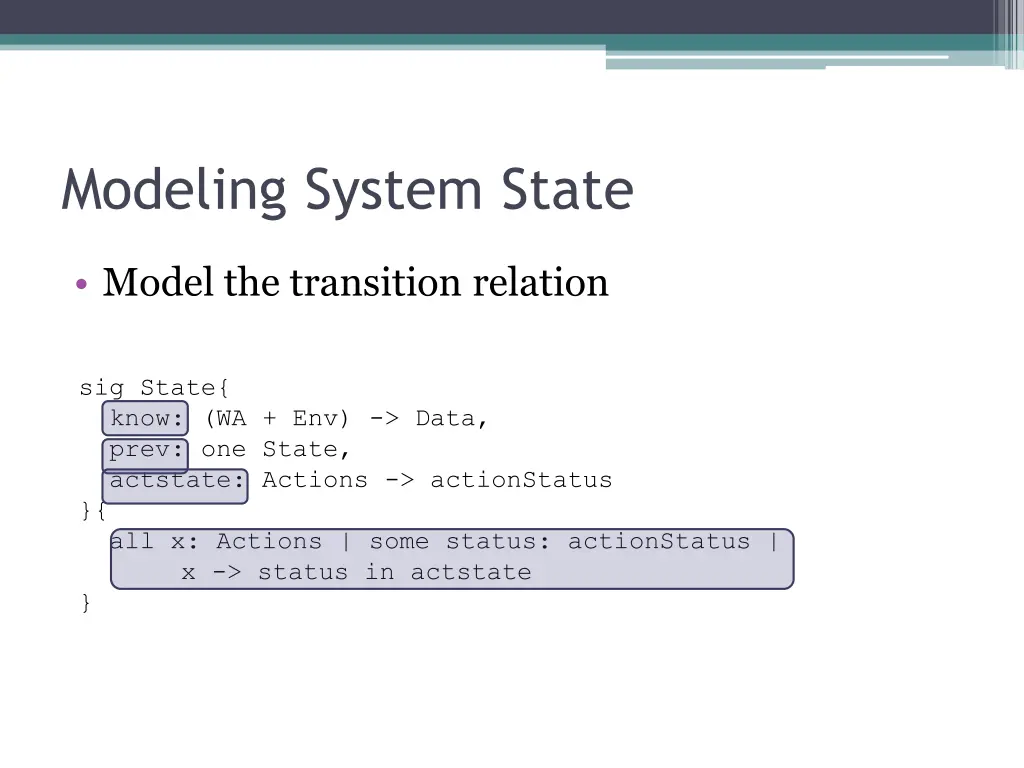 modeling system state