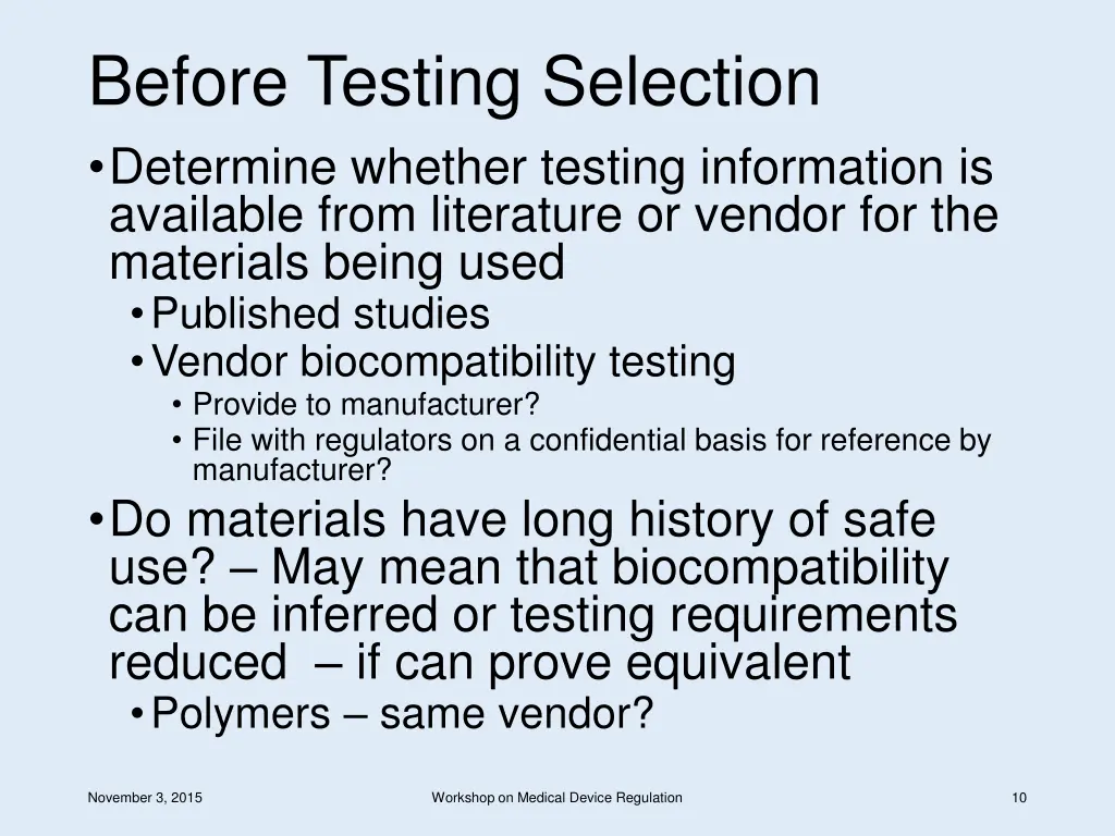 before testing selection determine whether