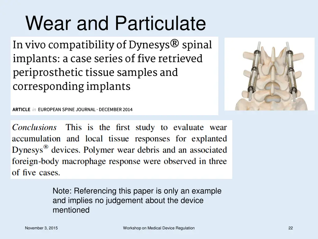 wear and particulate