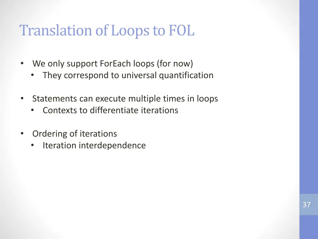 translation of loops to fol