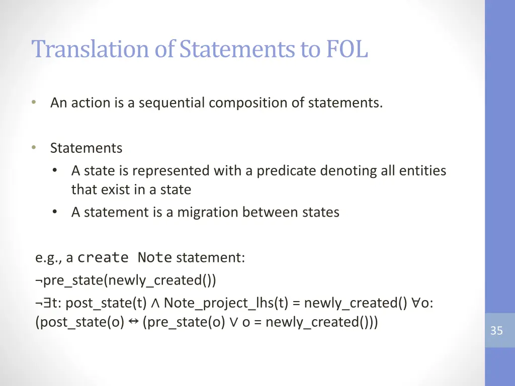 translation of statements to fol