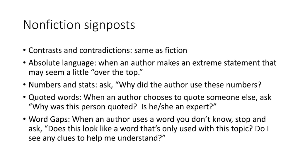 nonfiction signposts