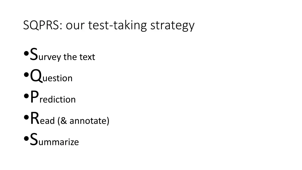 sqprs our test taking strategy