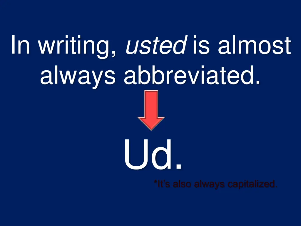 in writing usted is almost always abbreviated