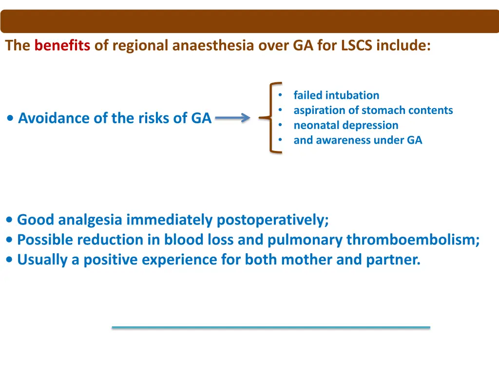 the benefits of regional anaesthesia over