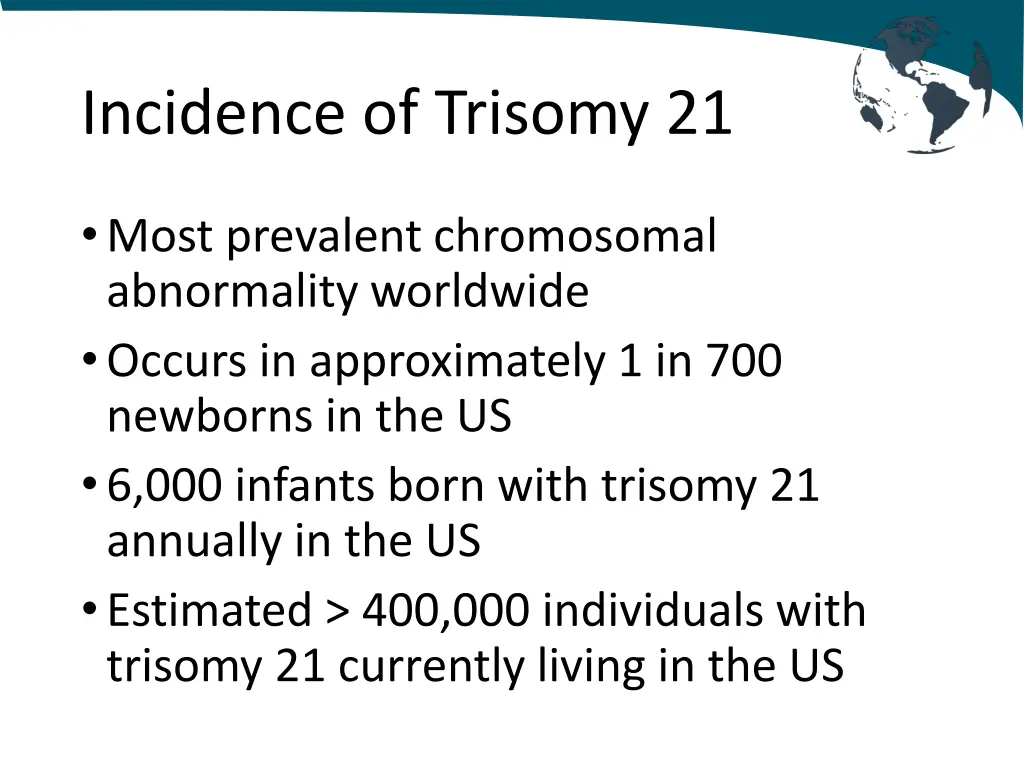 incidence of trisomy 21