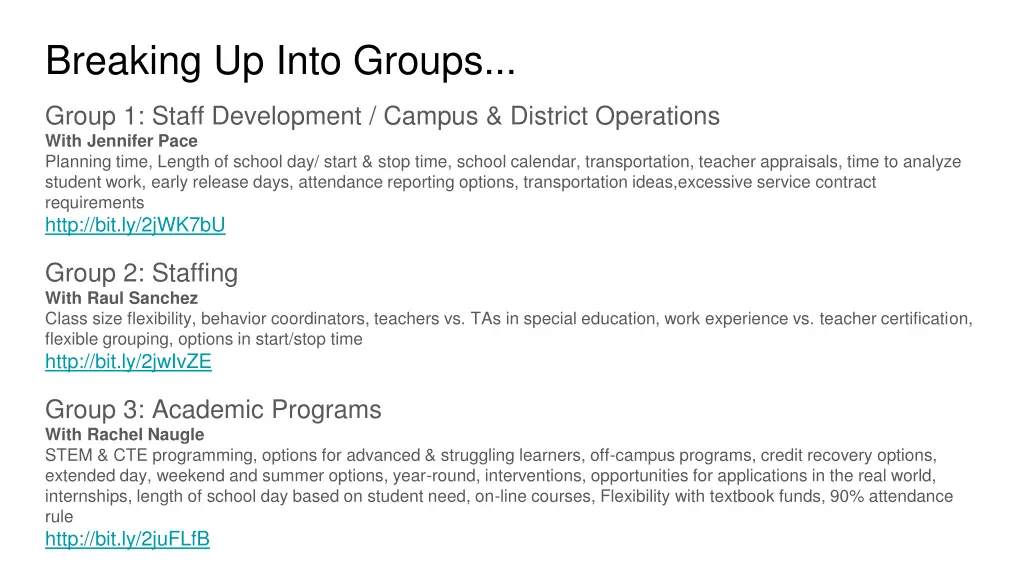 breaking up into groups