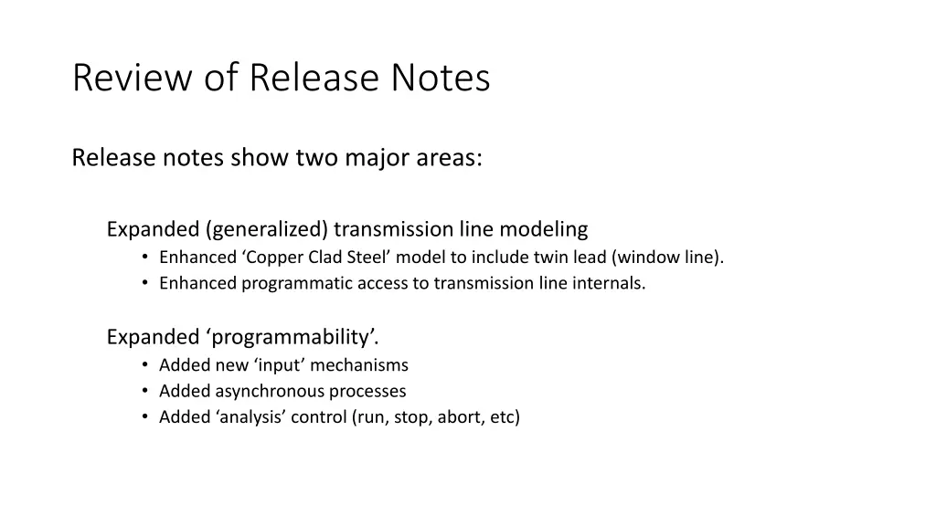 review of release notes