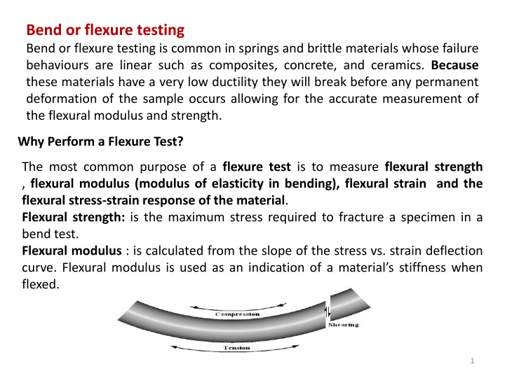 bend or flexure testing bend or flexure testing