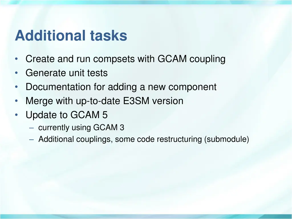 additional tasks