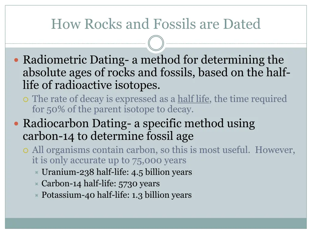 how rocks and fossils are dated