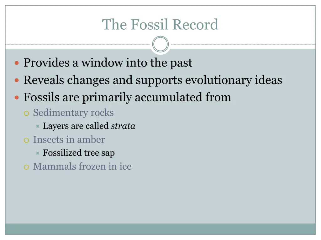 the fossil record