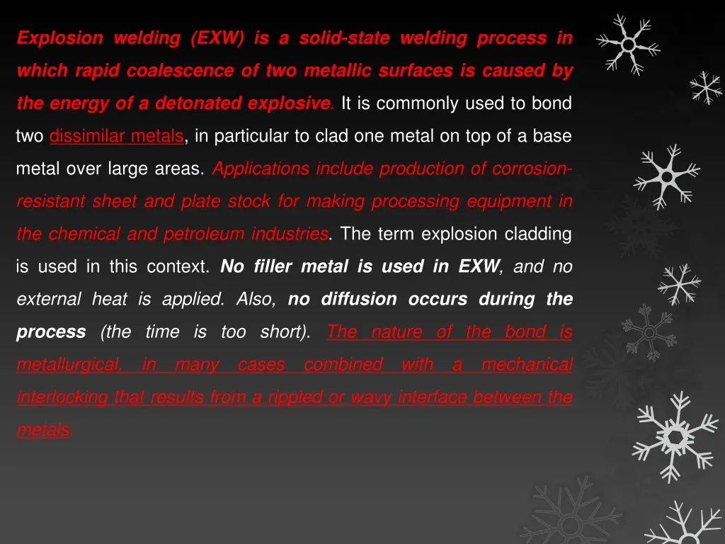 explosion welding exw is a solid state welding