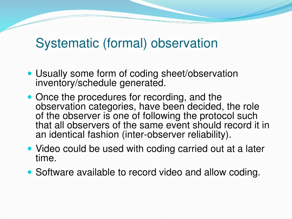 systematic formal observation 1
