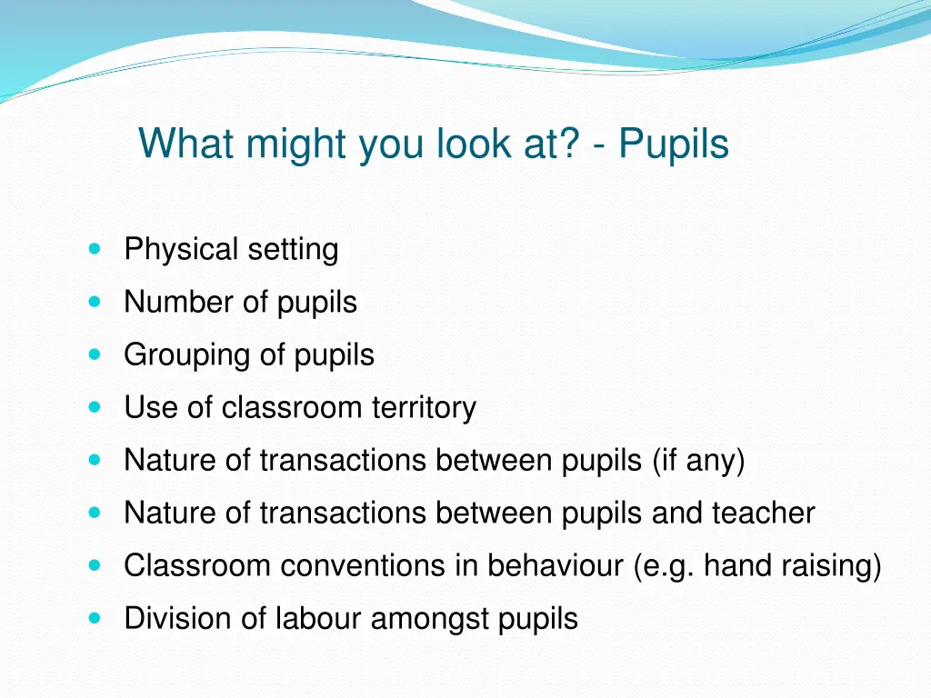 what might you look at pupils