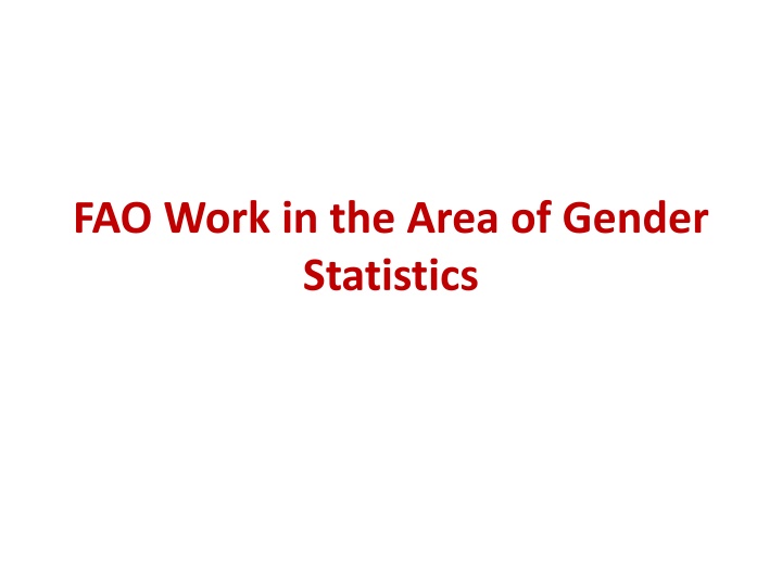 fao work in the area of gender statistics
