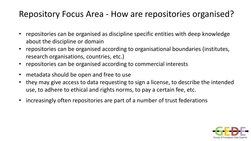 repository focus area how are repositories