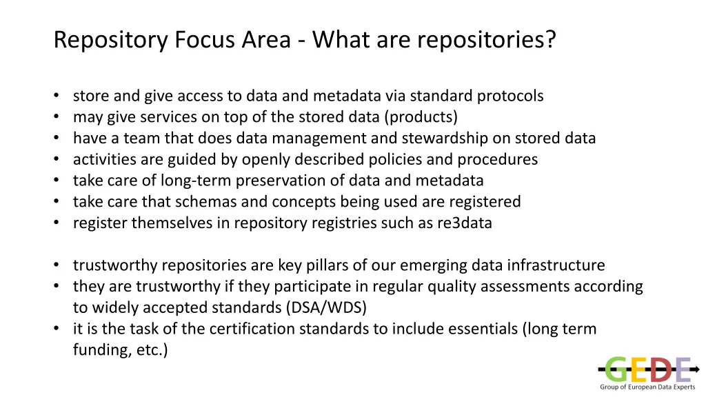repository focus area what are repositories