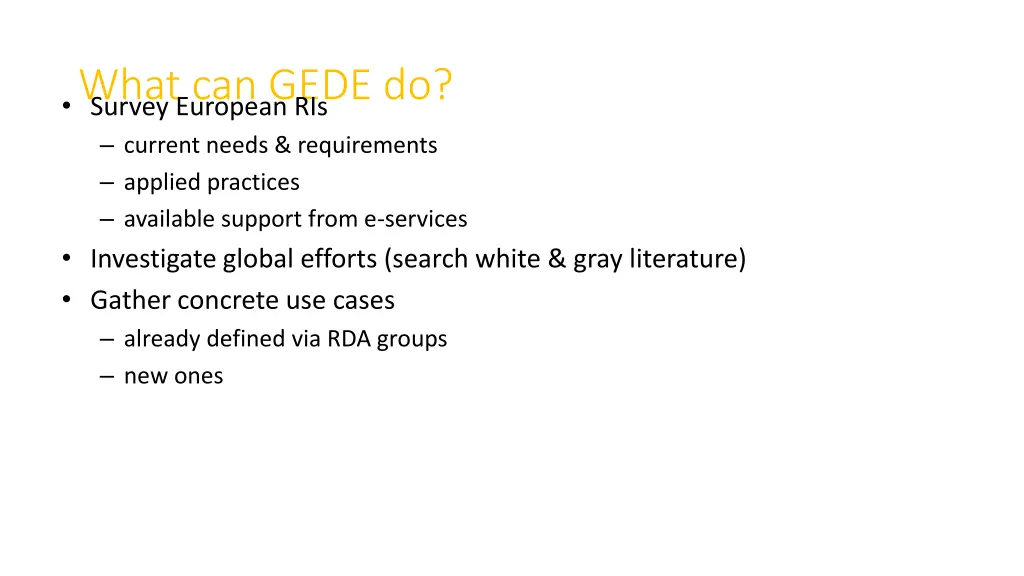 what can gede do survey european ris current
