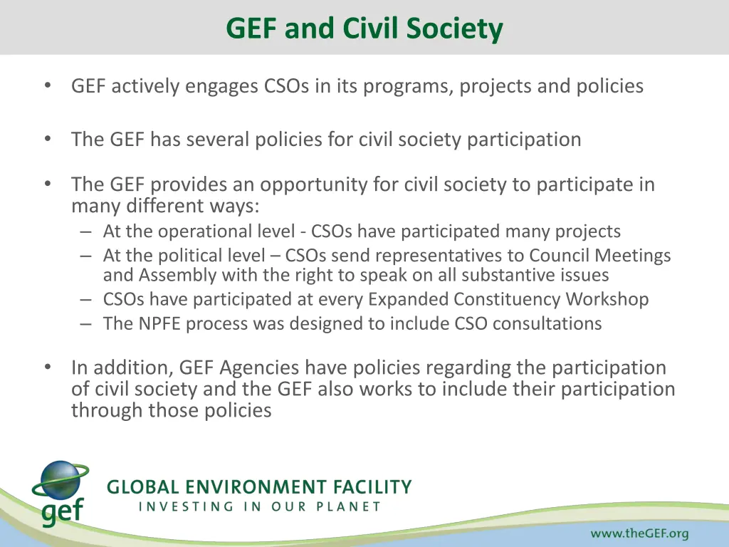 gef and civil society