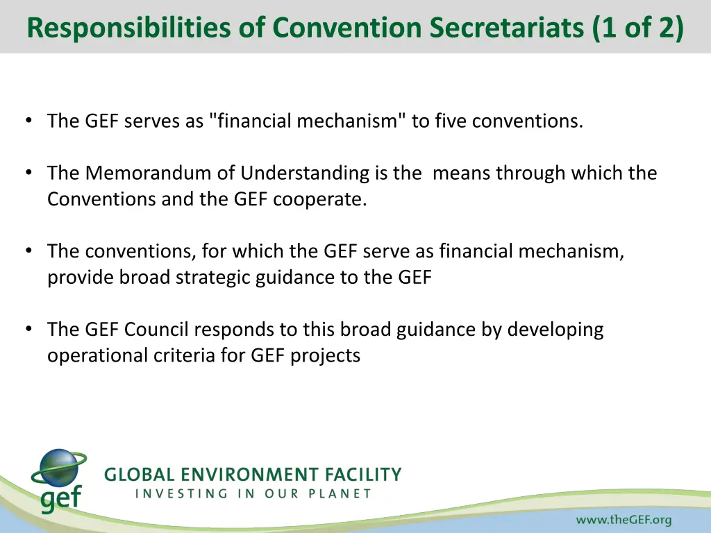 responsibilities of convention secretariats 1 of 2