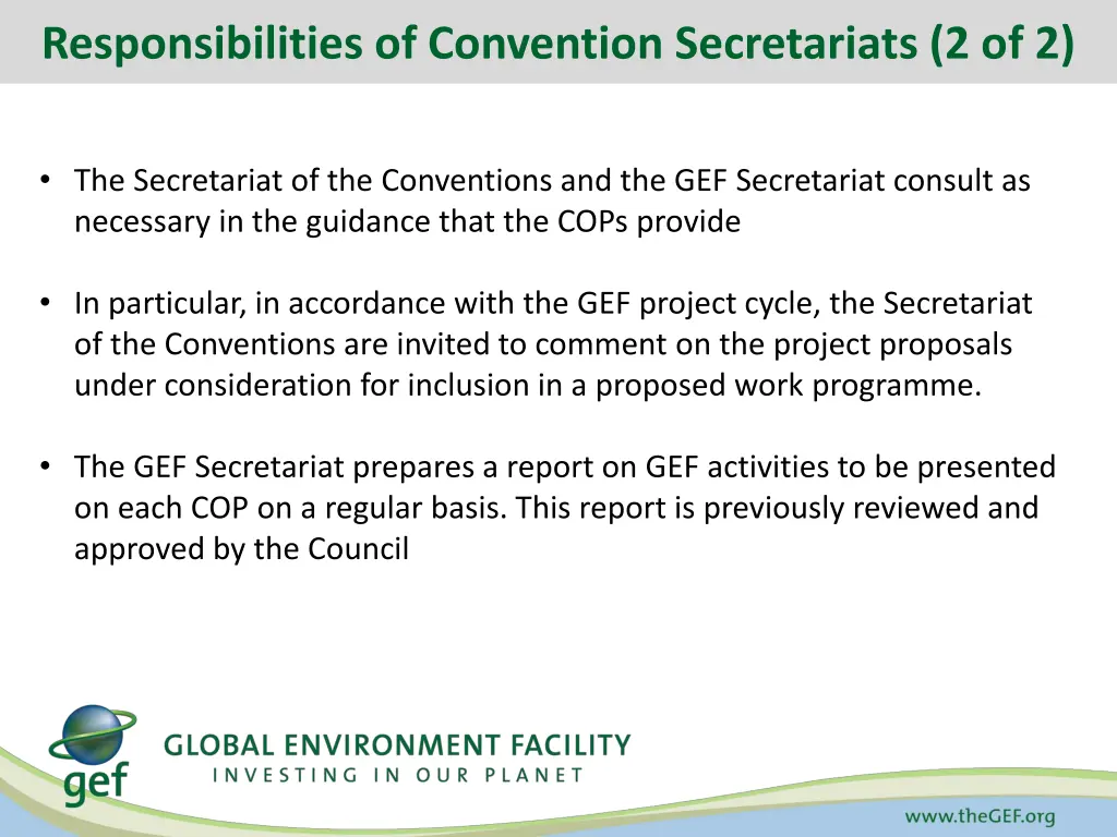 responsibilities of convention secretariats 2 of 2