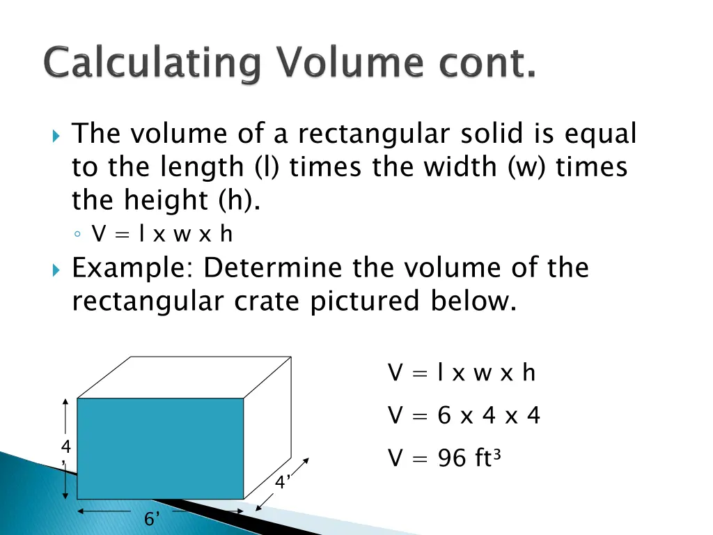 the volume of a rectangular solid is equal
